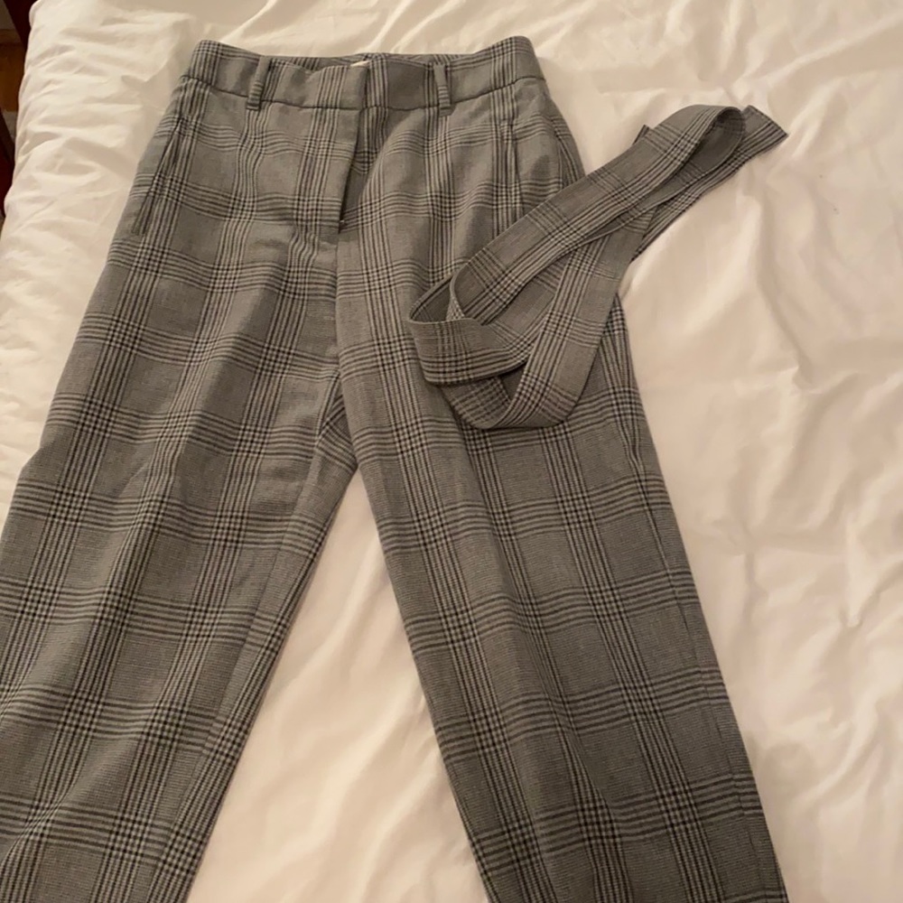Wilfred Tie-Front Pant size 6, gray plaid